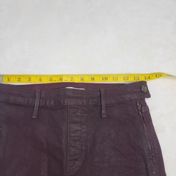 Good American The Waxed Coated Stretch Denim Bordeaux Mini Skirt women's S 4/27