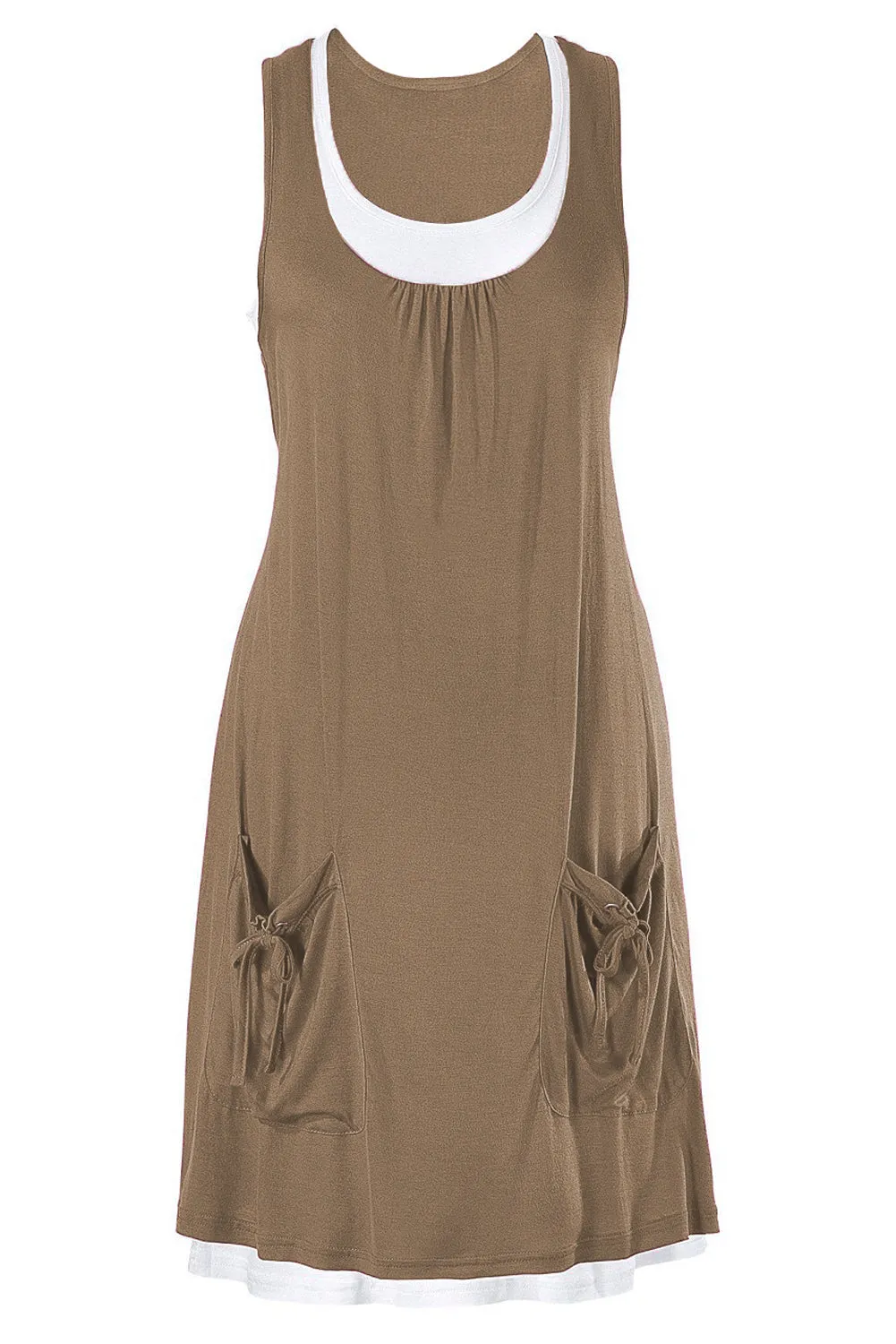 Gray Side Pockets Sleeveless Beach Dress