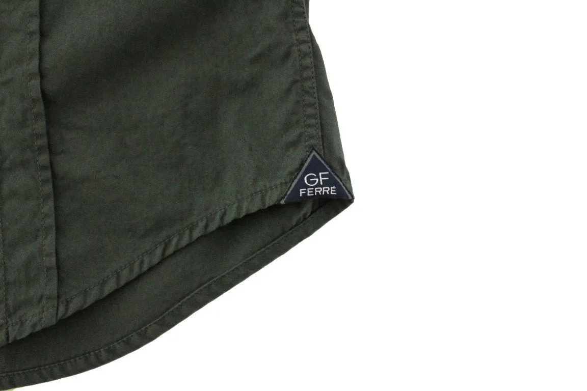 Green Button Front Cotton Casual Shirt