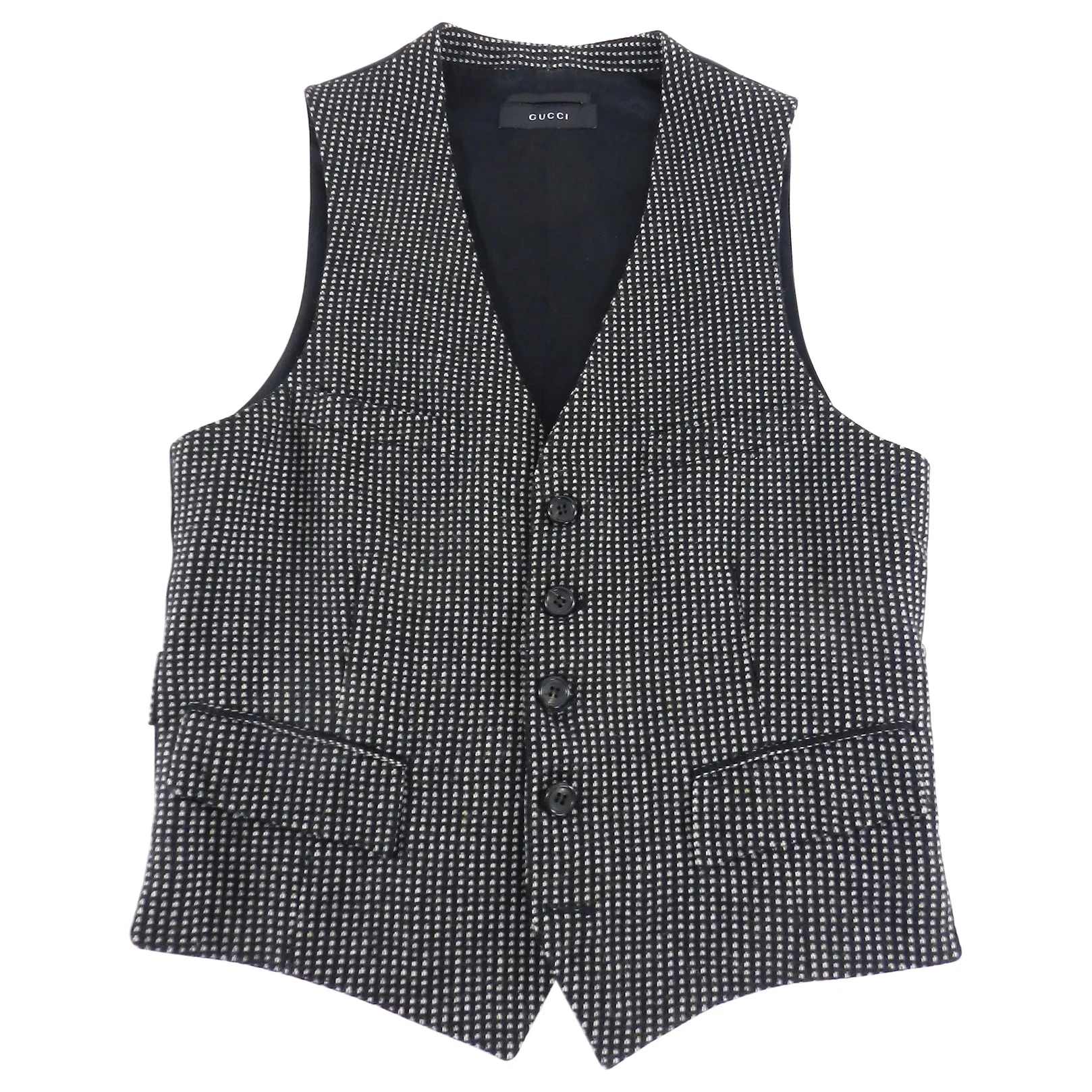 Gucci Black and White Wool Formal Vest - 36