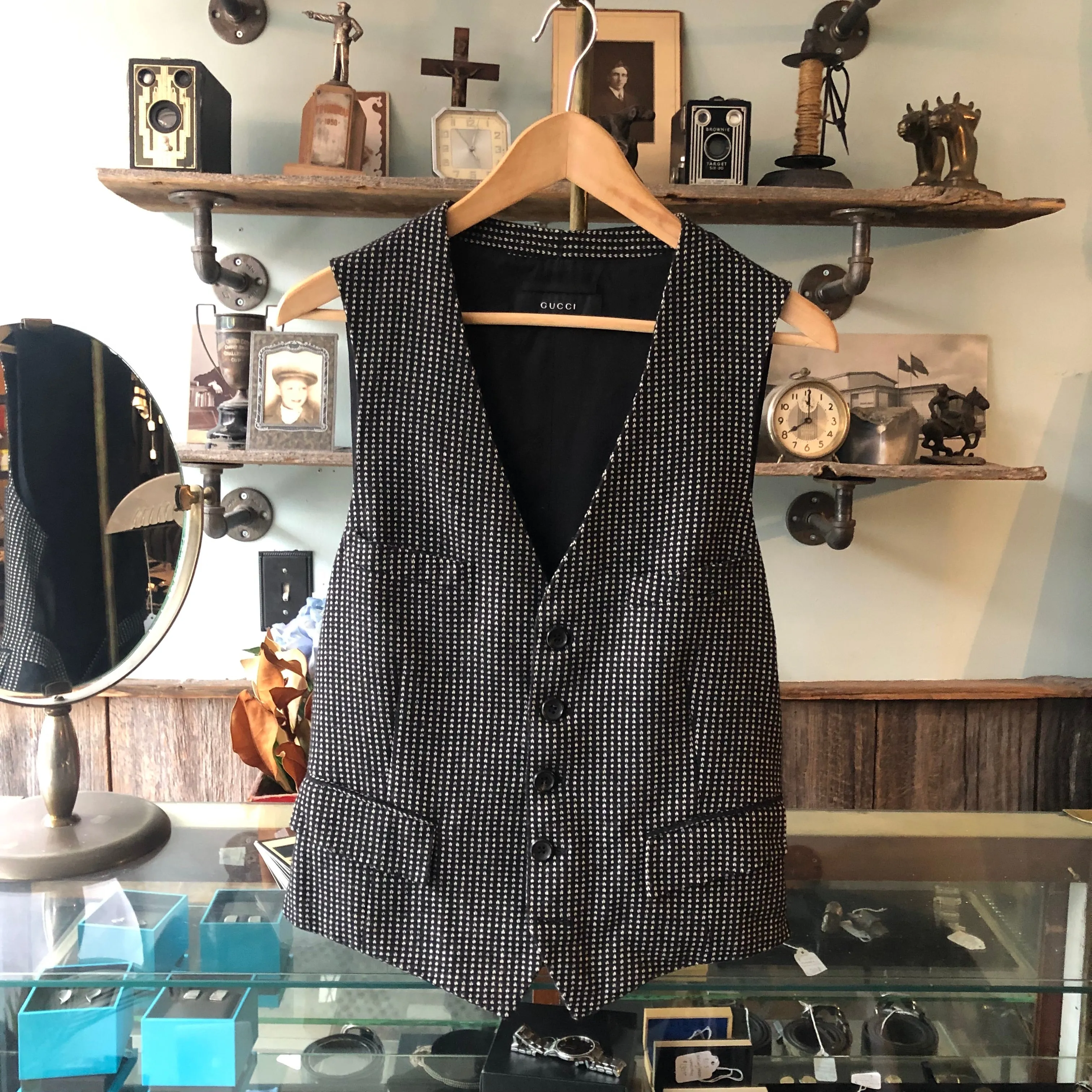 Gucci Black and White Wool Formal Vest - 36