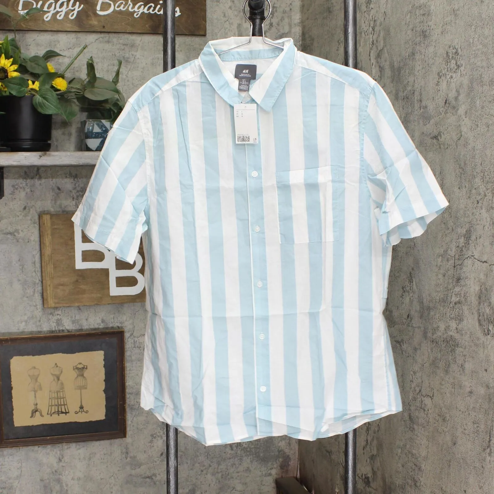 H&M Mens Button Up Regular Fit Cotton Shirt 0501620089
