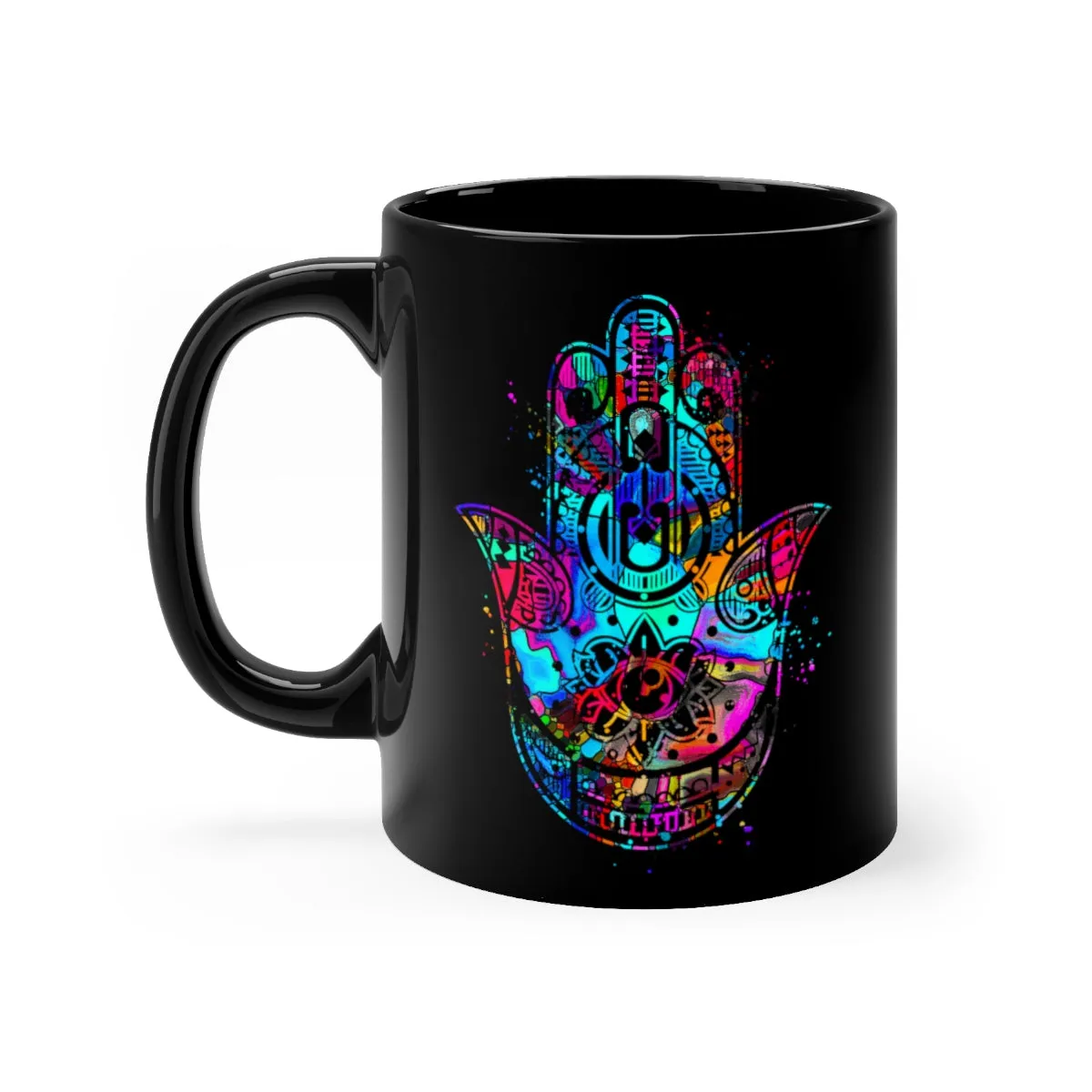 Hamsa Hand Black Mug 11oz