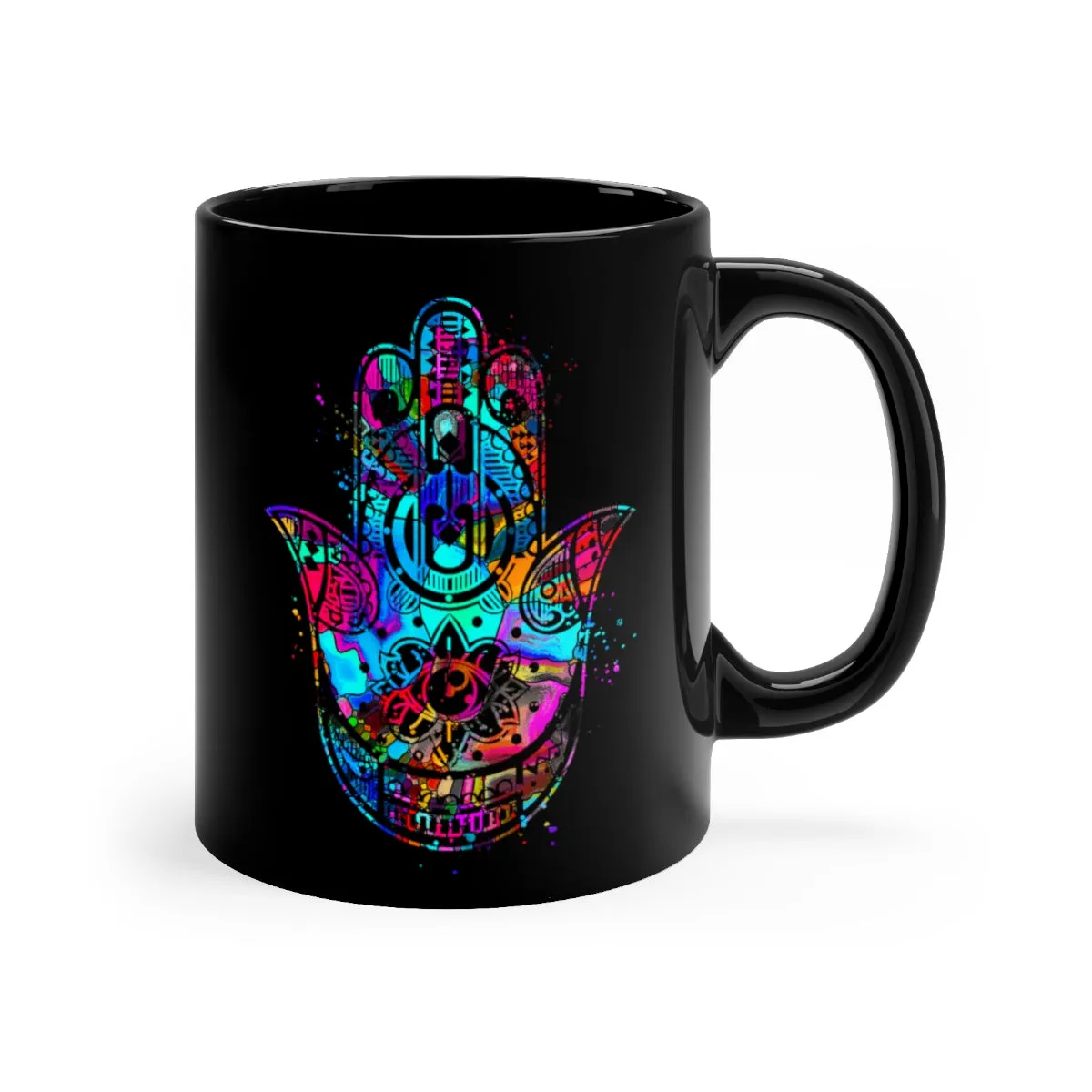 Hamsa Hand Black Mug 11oz