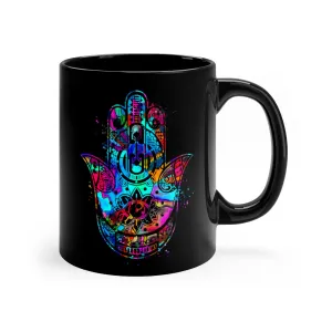 Hamsa Hand Black Mug 11oz