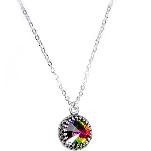 Handmade Rainbow Bombastic Necklace Created with Crystals