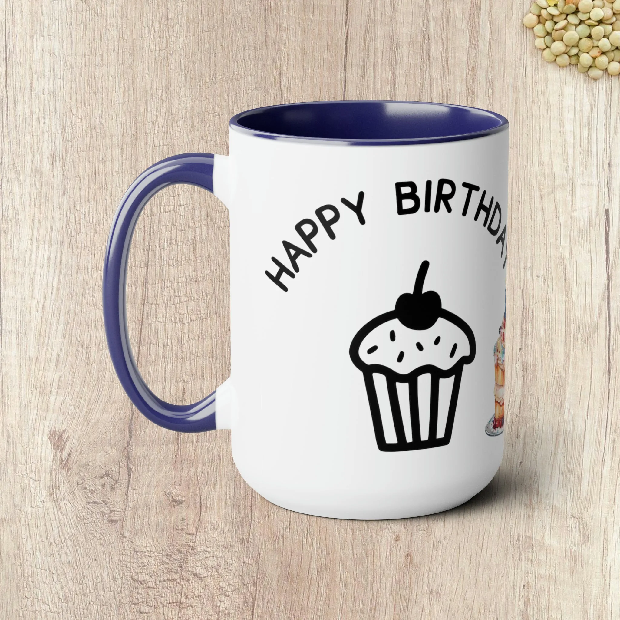 HAPPY BIRTHDAY  - Two-Tone Coffee Mug - 15oz - 5 Color Options