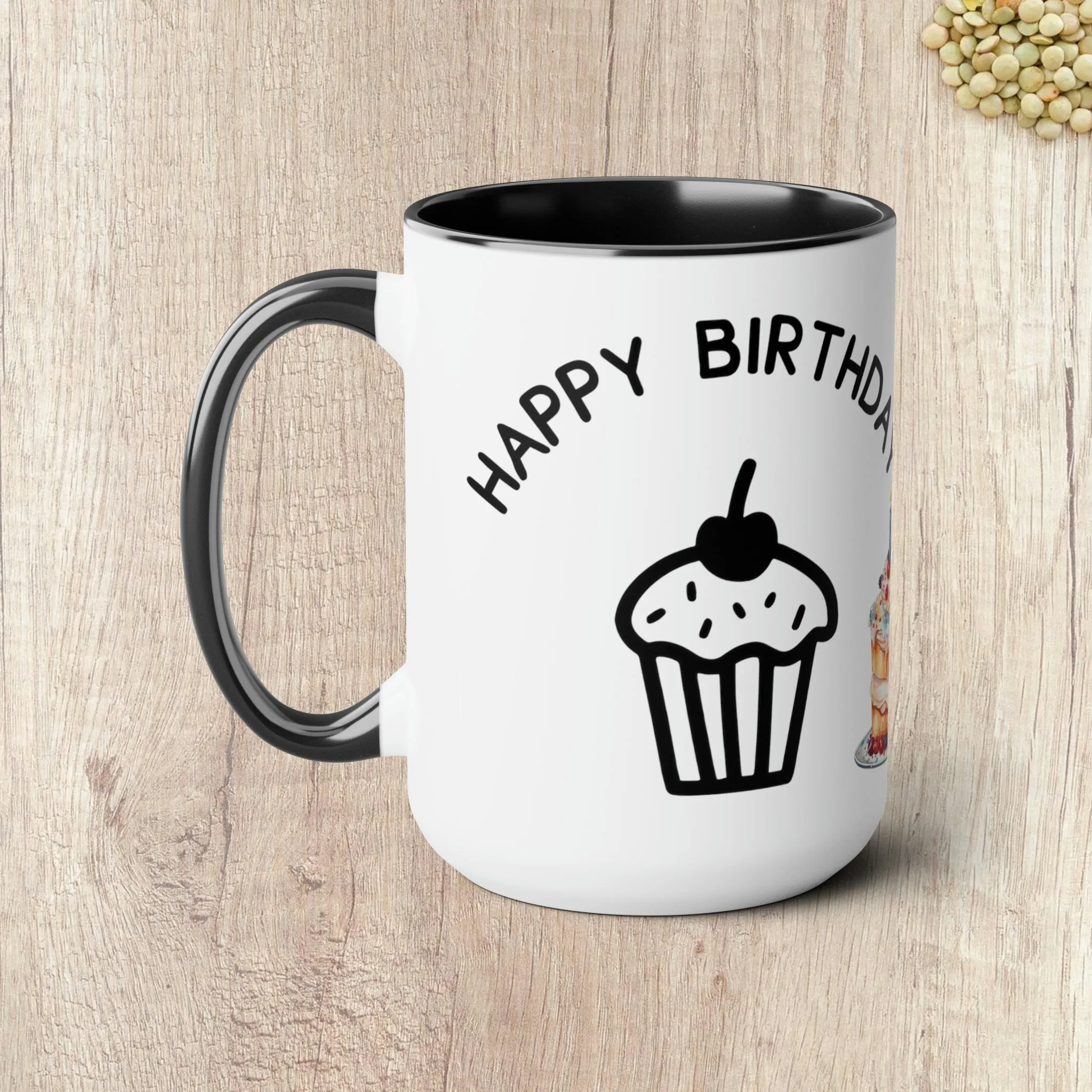 HAPPY BIRTHDAY  - Two-Tone Coffee Mug - 15oz - 5 Color Options