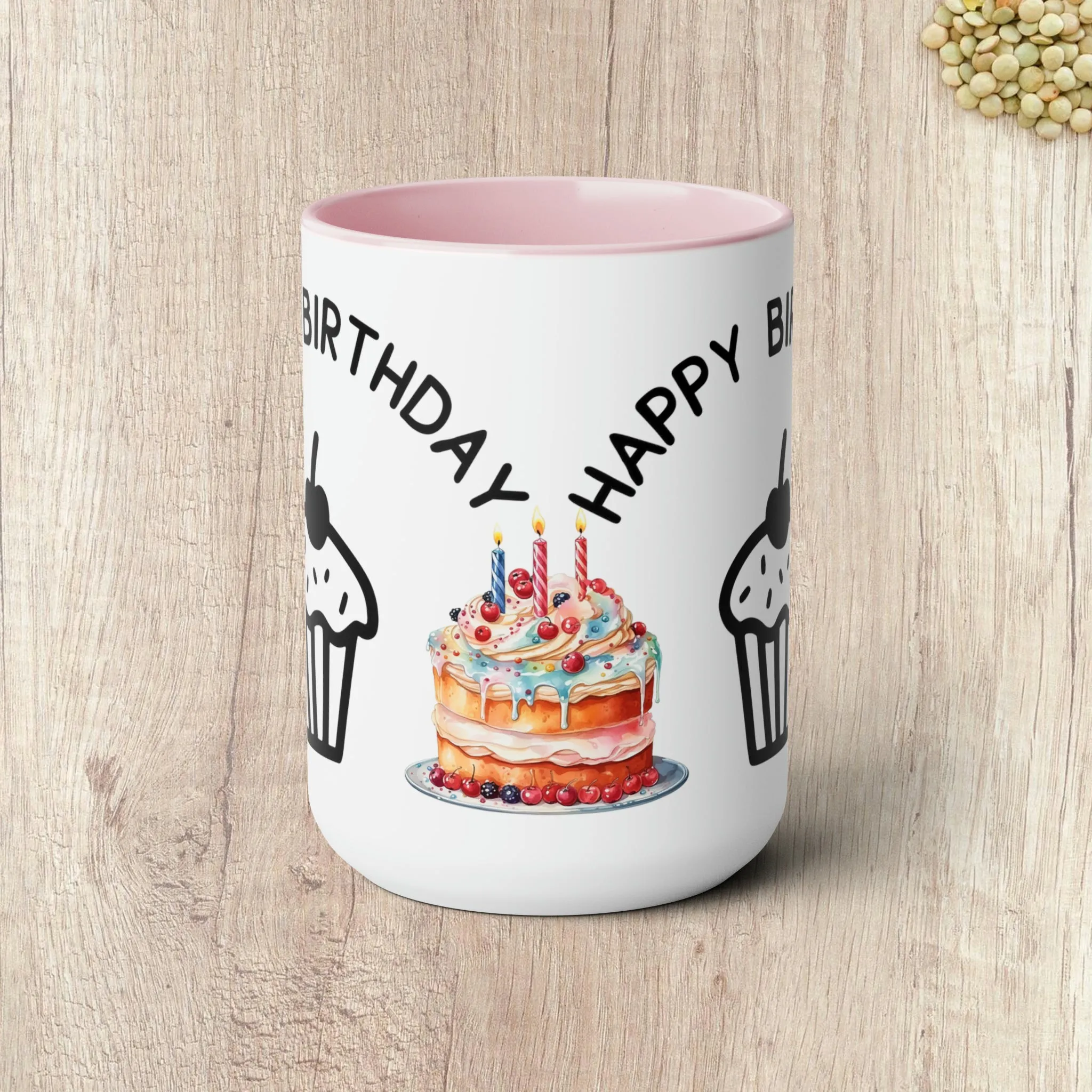 HAPPY BIRTHDAY  - Two-Tone Coffee Mug - 15oz - 5 Color Options