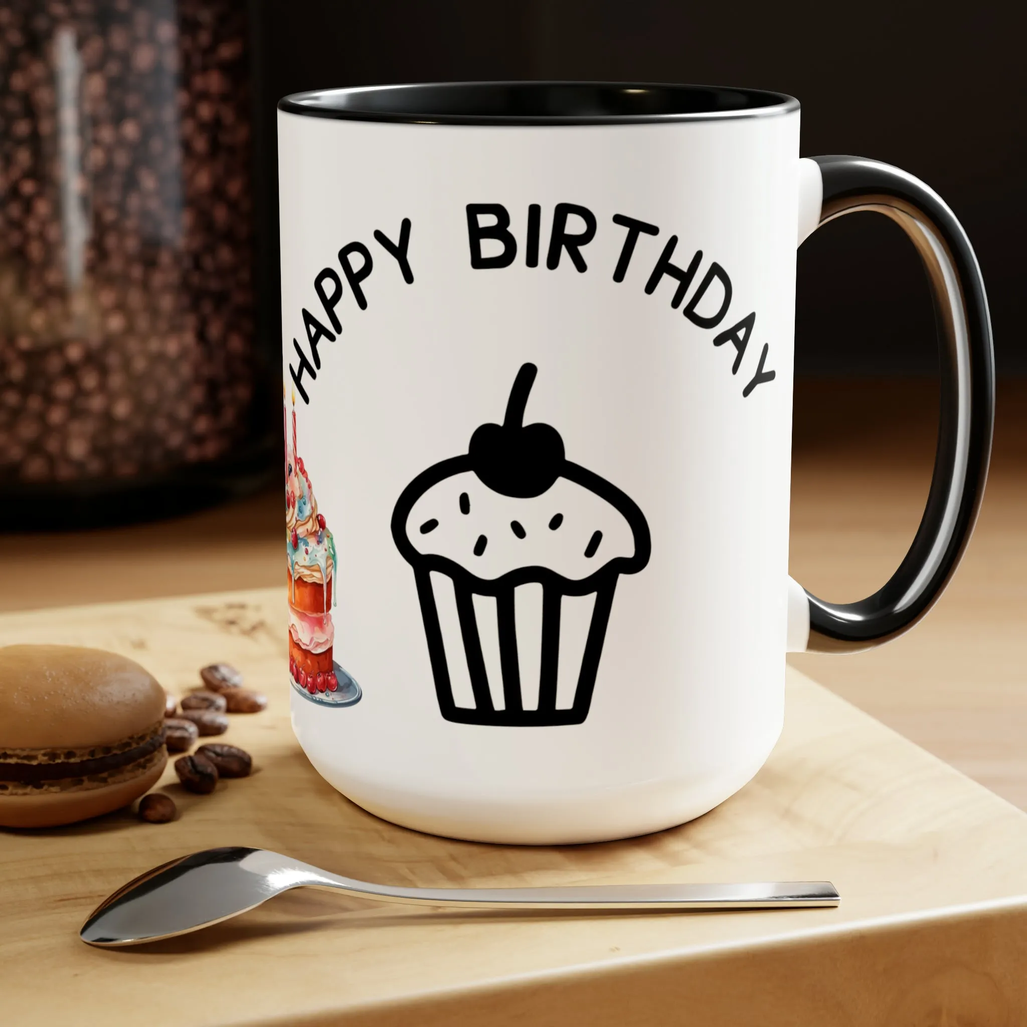 HAPPY BIRTHDAY  - Two-Tone Coffee Mug - 15oz - 5 Color Options
