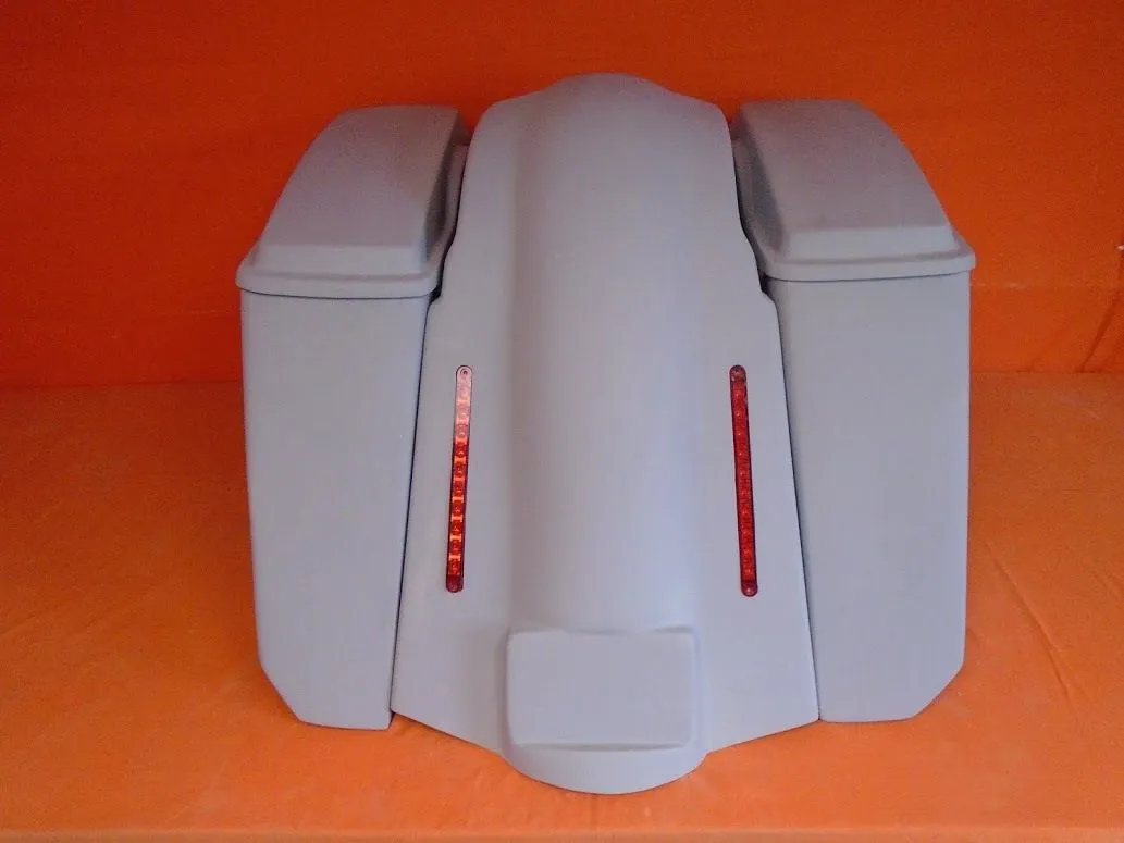 Harley Davidson 5" Extended Stretched Saddlebags Lids LED Fender No CutOuts