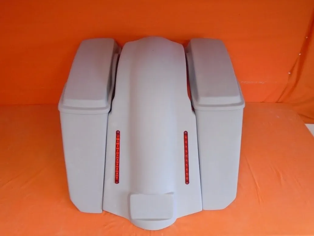 Harley Davidson 5" Extended Stretched Saddlebags Lids LED Fender No CutOuts