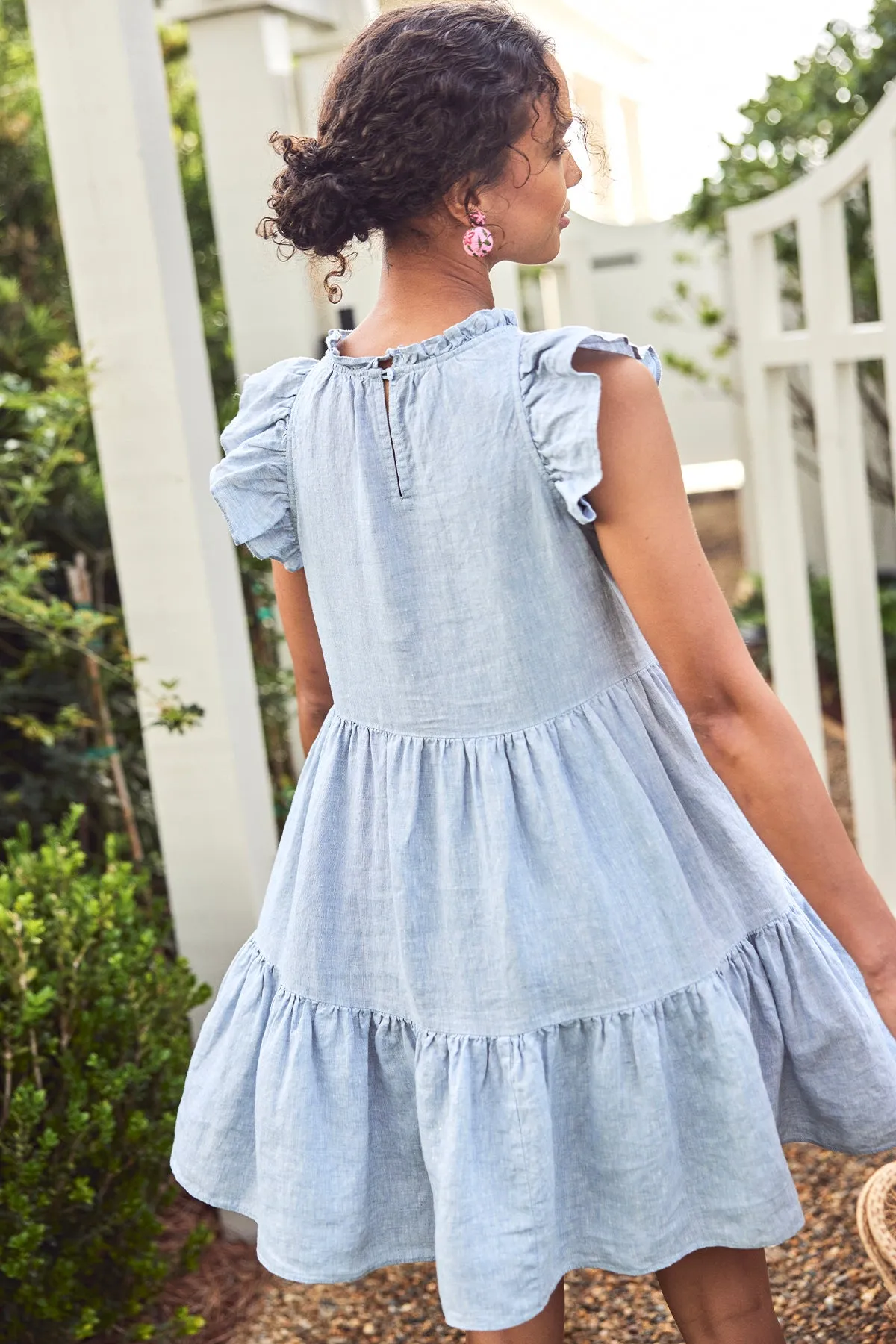 Helen Dress in Blue Linen