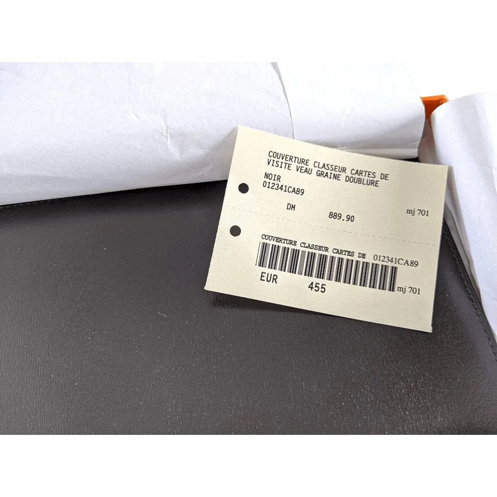 Hermes Black Box Calfskin Leather BUSINESS CARD COVER with Xtra Refill for VIP BNWTIB!