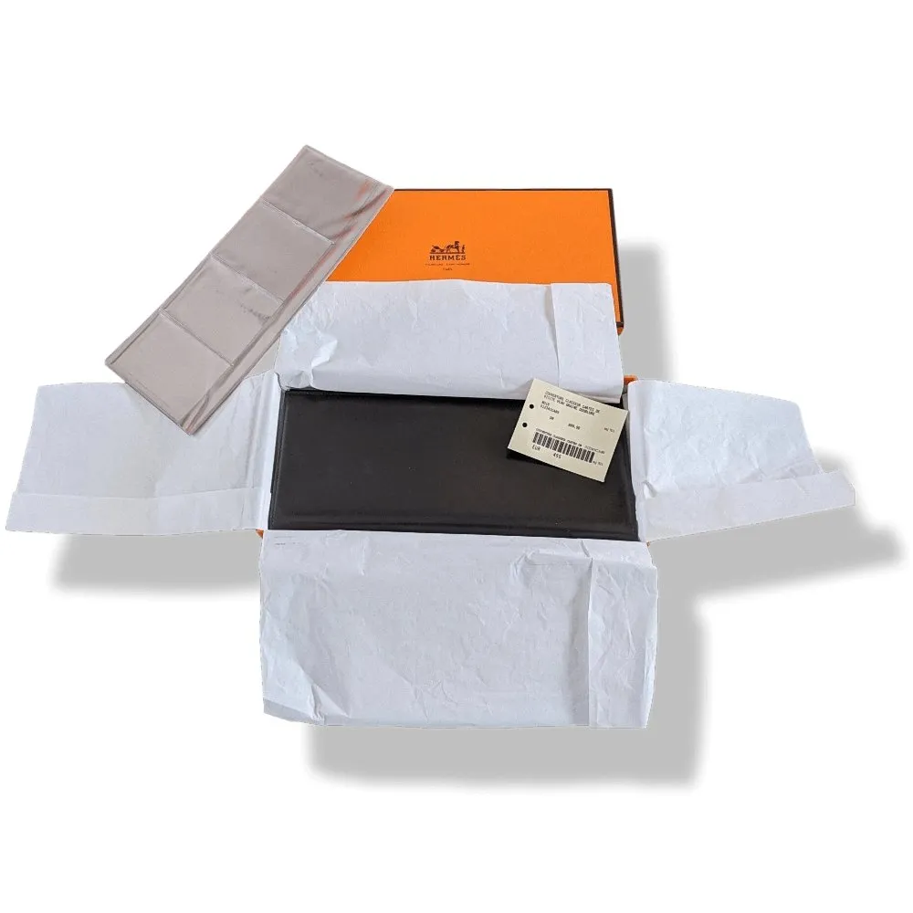 Hermes Black Box Calfskin Leather BUSINESS CARD COVER with Xtra Refill for VIP BNWTIB!