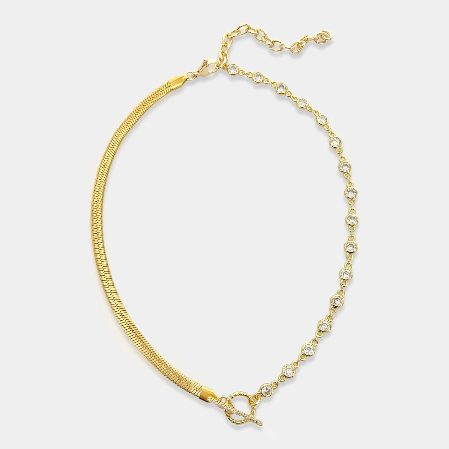 Herringbone CZ Chain Choker MNK058