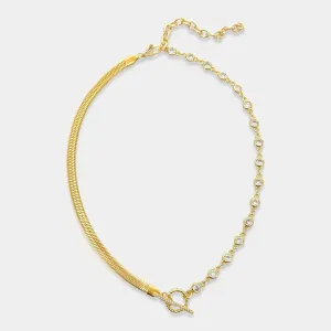 Herringbone CZ Chain Choker MNK058