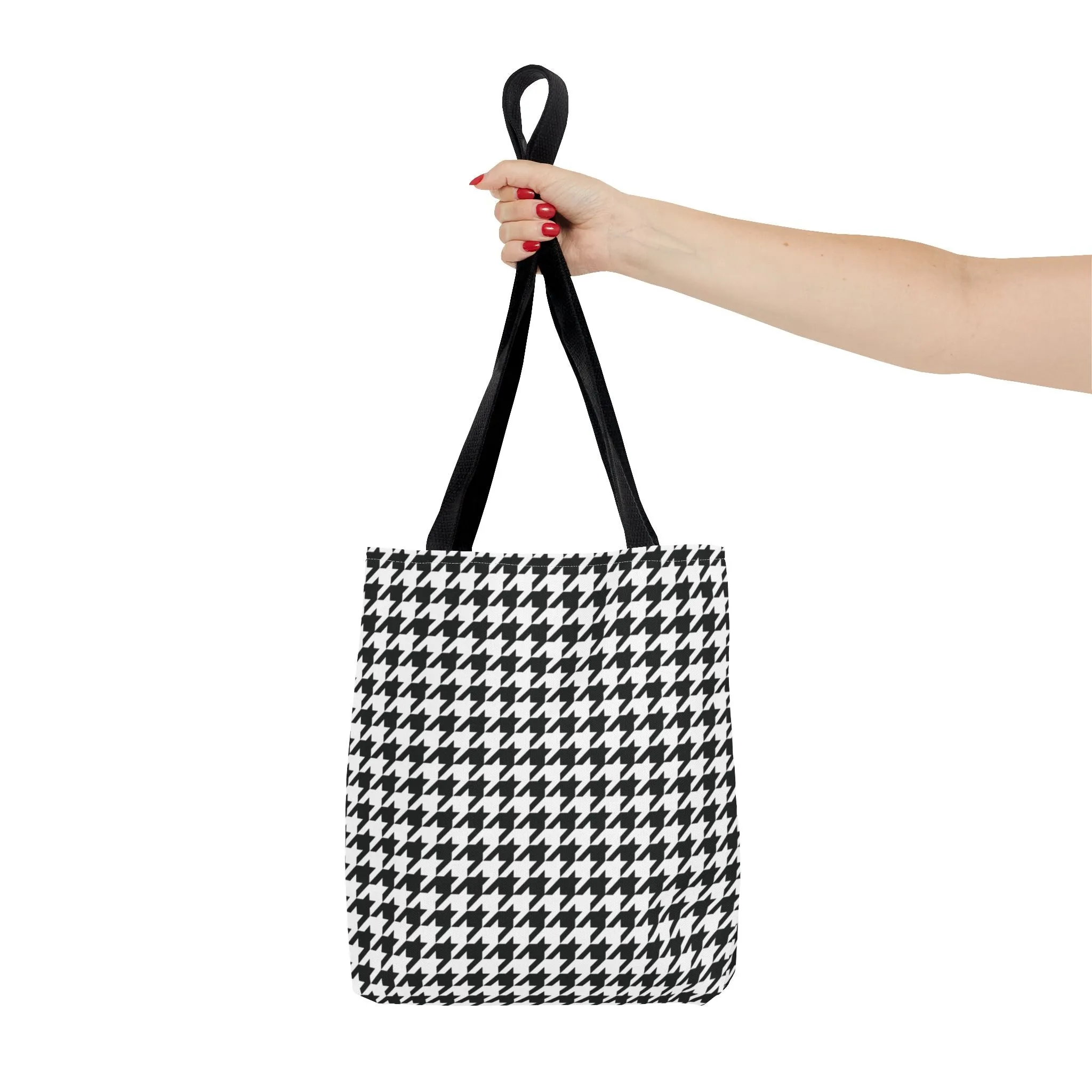 Houndstooth Canvas Tote Bag Reusable Shopping Bag - Saiko Studio