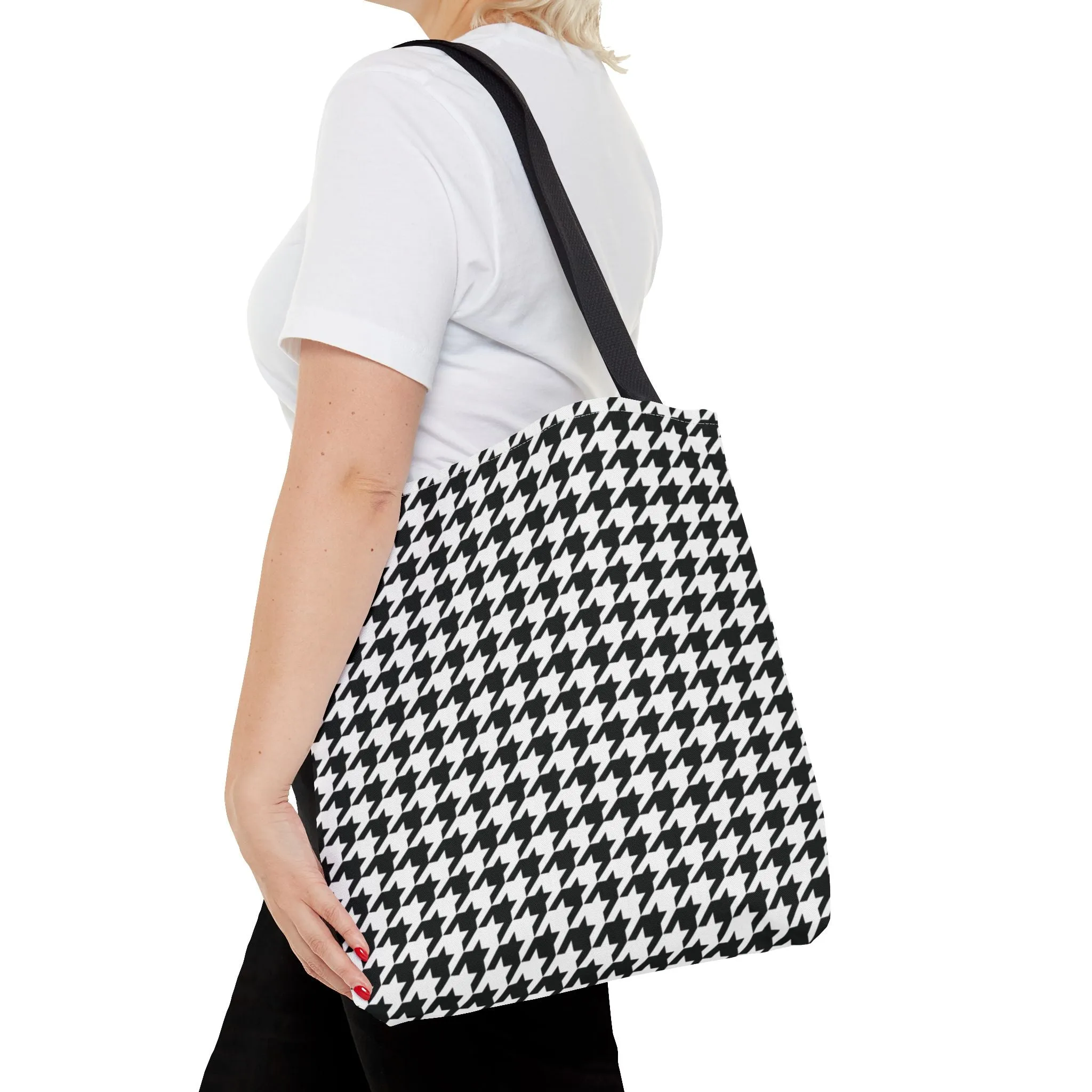 Houndstooth Canvas Tote Bag Reusable Shopping Bag - Saiko Studio