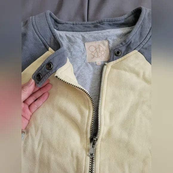 ✨️HP✨Chaser | Casual Yellow/Gray Fleece Moto Style Raglan Bomber Jacket (SIZE M)