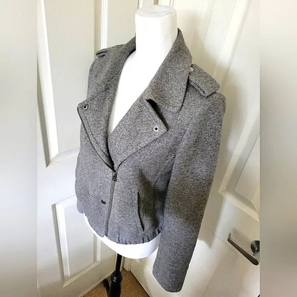 ✨️HP✨️LOFT | Women's Cozy Warm Gray Flannel Moto Jacket (SIZE S)