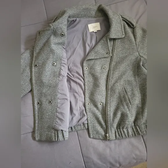 ✨️HP✨️LOFT | Women's Cozy Warm Gray Flannel Moto Jacket (SIZE S)