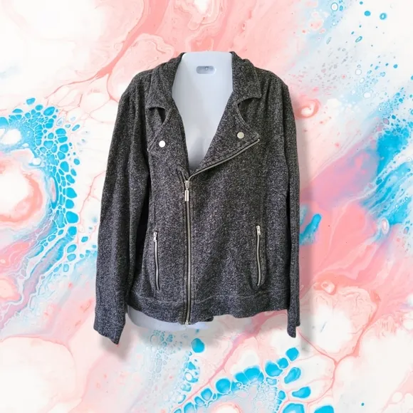 ✨️HP✨️Style &amp; Co | Black/Gray Marled Moto-style Sweater Jacket (SIZE M)