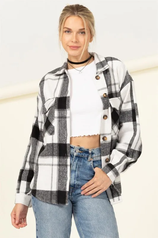 HYFVE Effortless Ease Plaid Print Shacket