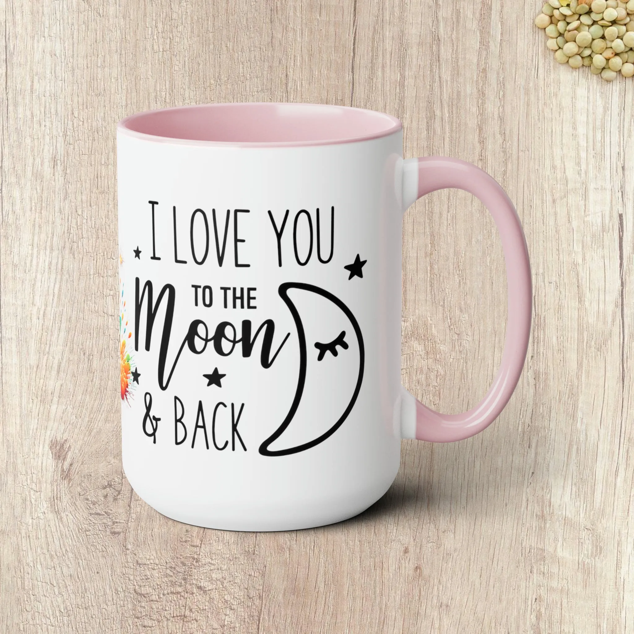 I LOVE YOU TO THE MOON AND BACK - Rocket Ship  - Two-Tone Coffee Mug - 15oz - 5 Color Options