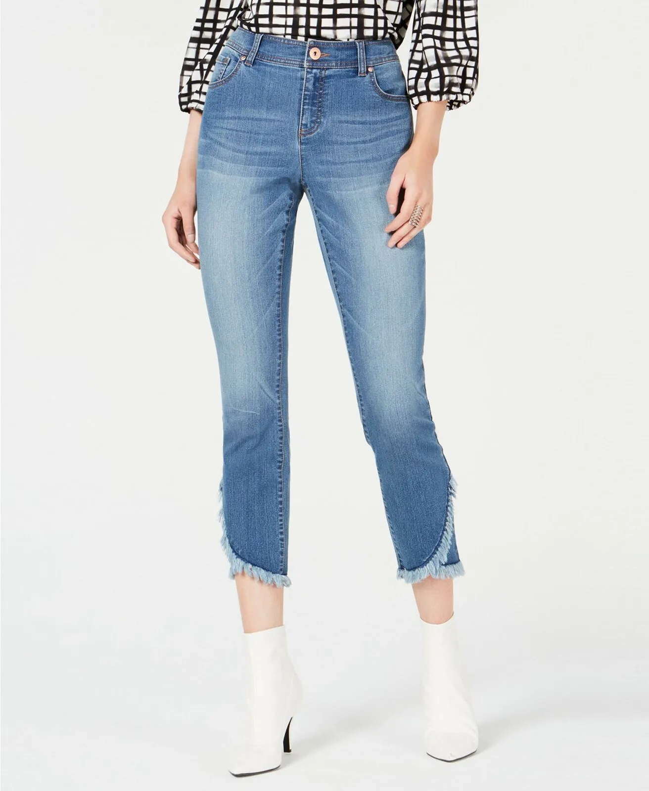 INC International Concepts Women's Tulip-Hem Skinny Ankle Jeans Willow Wash 2