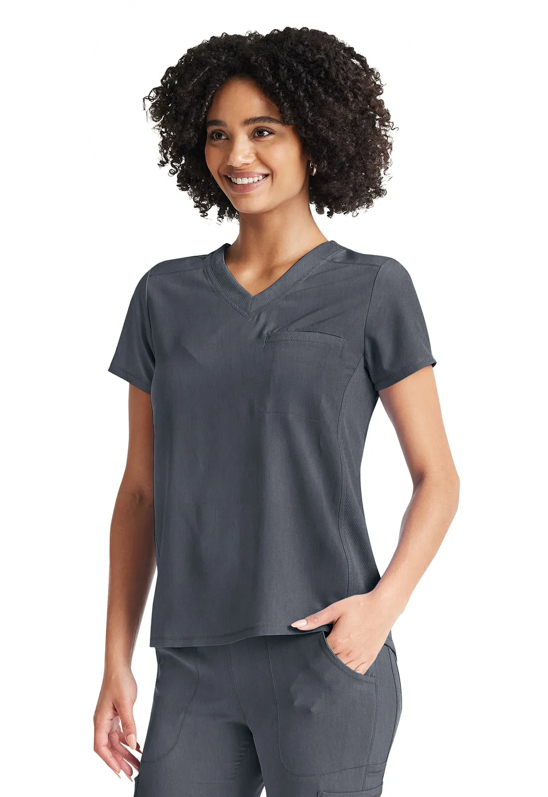 Inspira Flex IP600A V-Neck Tuckable Top Heather Pewter