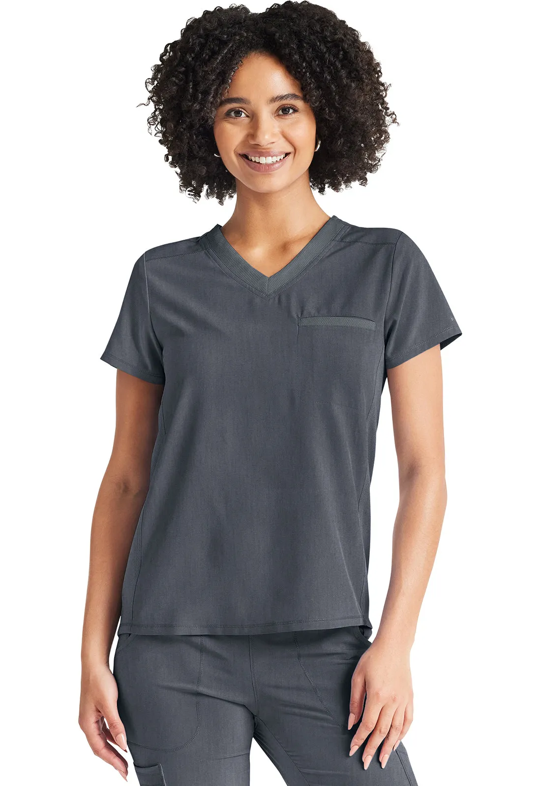 Inspira Flex IP600A V-Neck Tuckable Top Heather Pewter