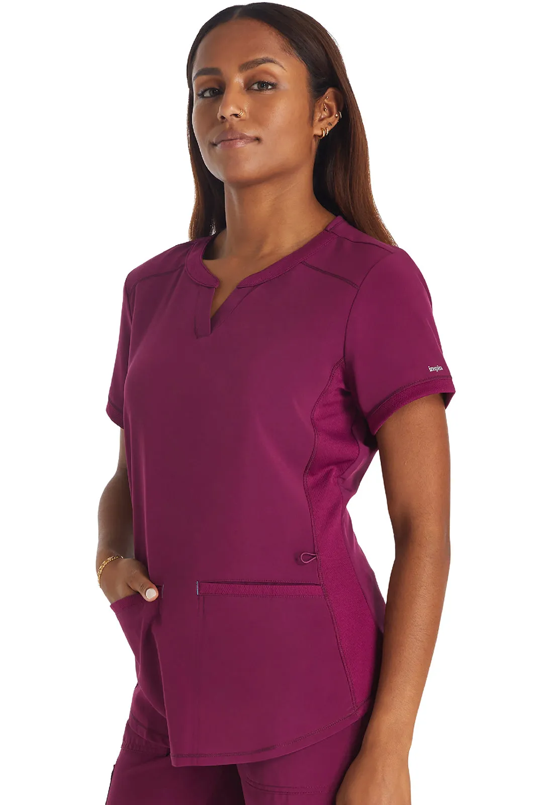 Inspira Flex IP849A Henley Top Wine