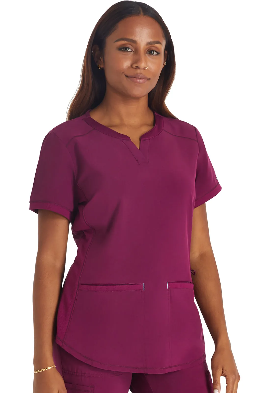 Inspira Flex IP849A Henley Top Wine