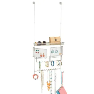 InterDesign Classico Hanging Fashion Jewelry Organizer for Rings, Earrings, Bracelets, Necklaces - Over Door, Satin