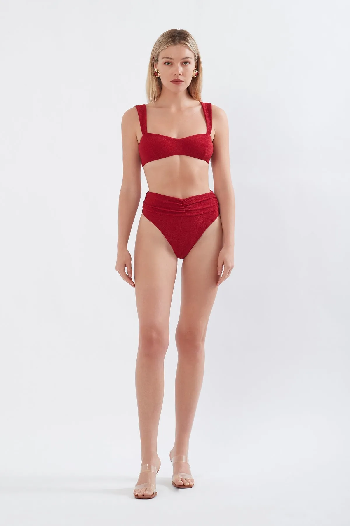ISSA BIKINI TOP IN RED SHIMMER
