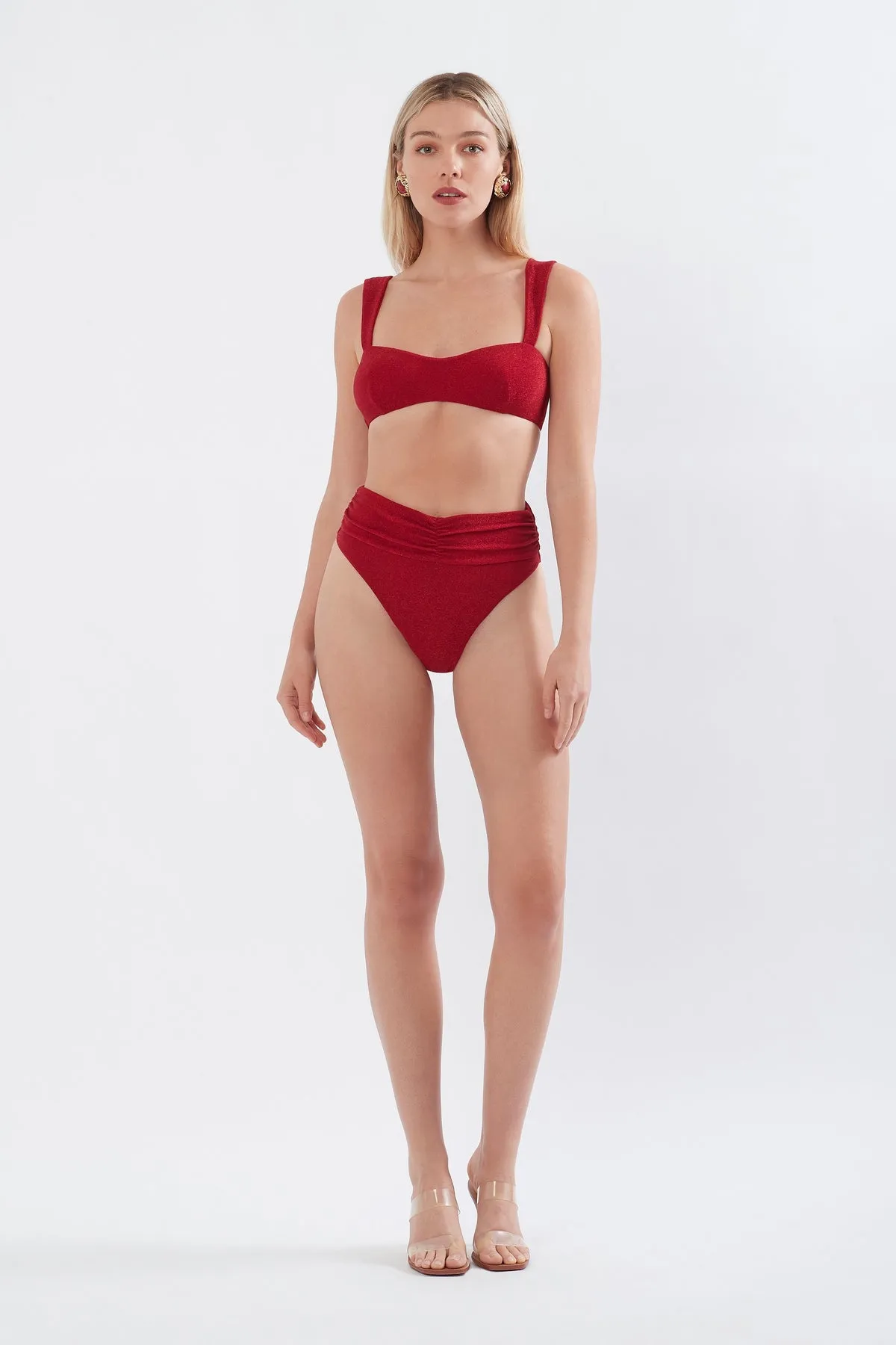 ISSA BIKINI TOP IN RED SHIMMER