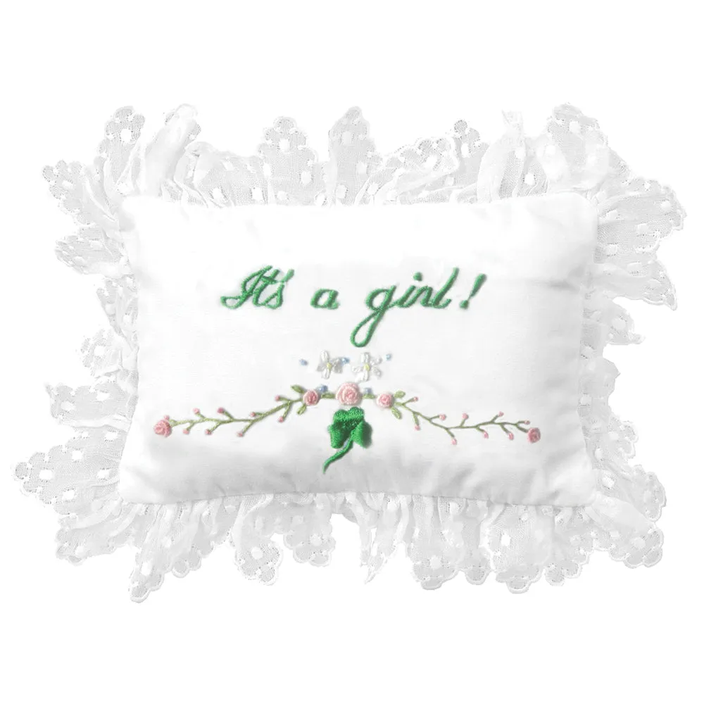 It's A Boy/Girl! Shamrock Embroidered Mini Pillow