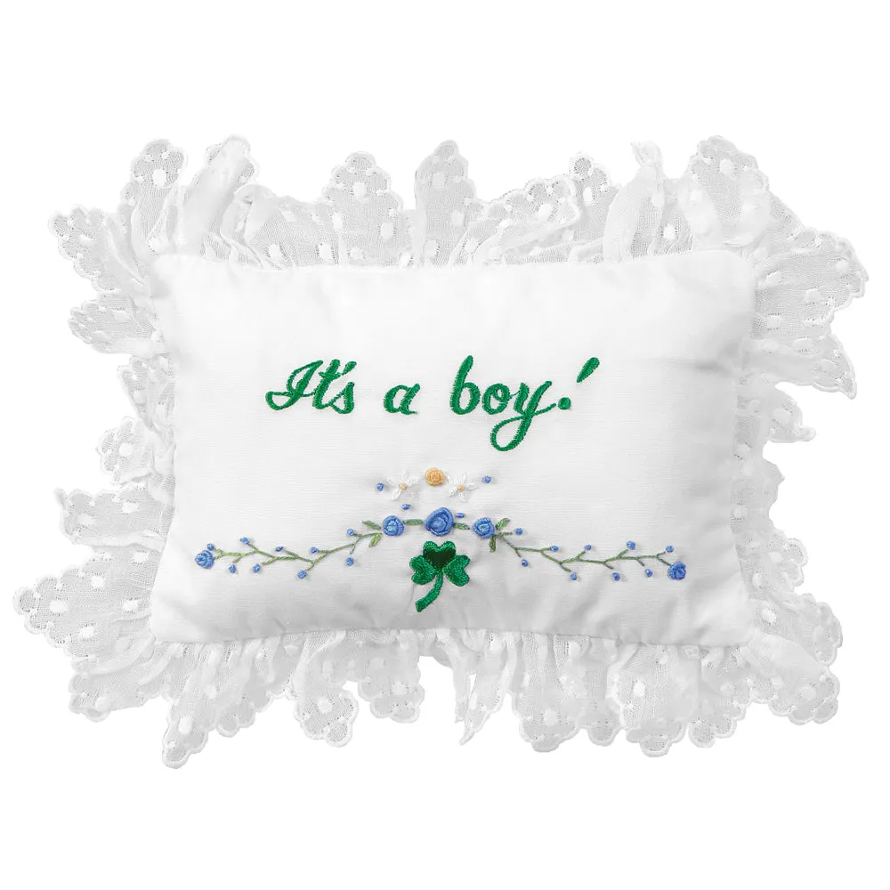 It's A Boy/Girl! Shamrock Embroidered Mini Pillow