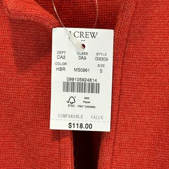 J. Crew Factory NWT Orange Sweater Blazer - size Small