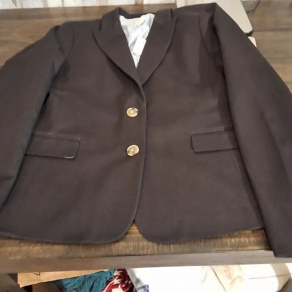 J.Crew Factory Cotton-blend two-button blazer in Black BP095 size 10 NWT