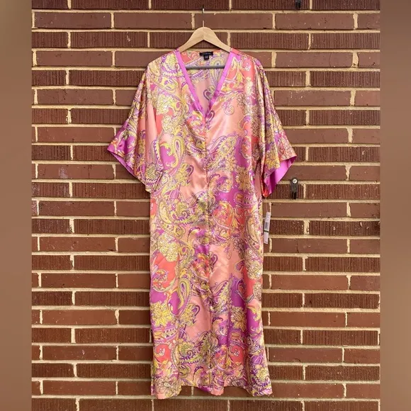 Jones New York Paisley Intimates Swirl Satin Robe NWT Size‎ Large