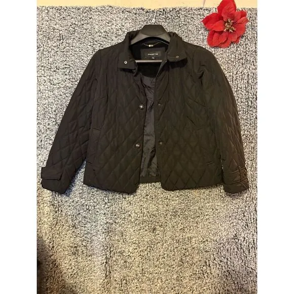 Jones New York Women's Quilted Jacket Black M Mid-Length Casual