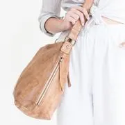 JUJU & CO  Perforated Leather Slouchy - Natural Leather