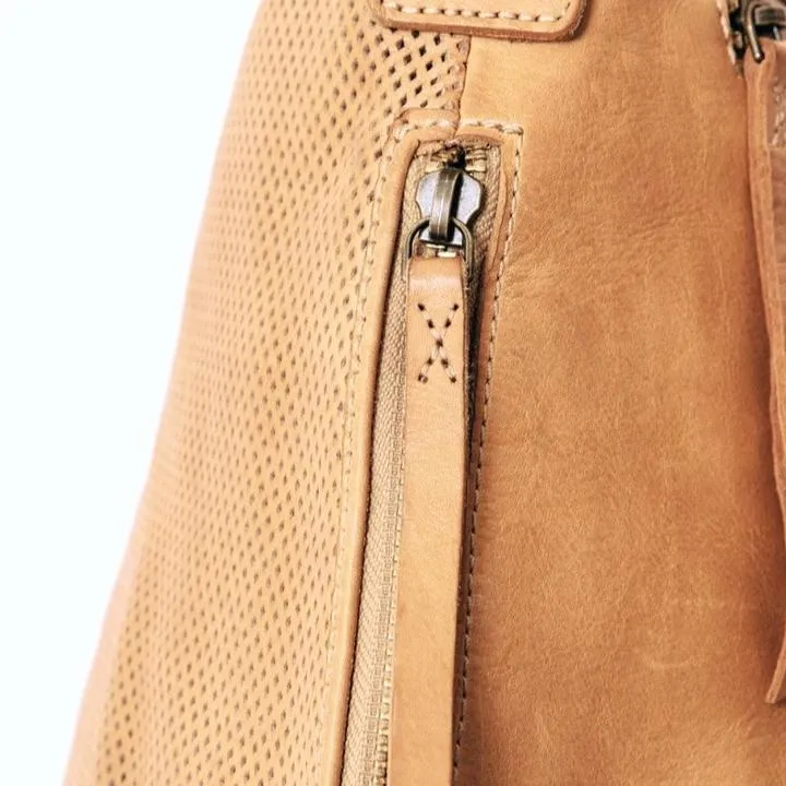 JUJU & CO  Perforated Leather Slouchy - Natural Leather
