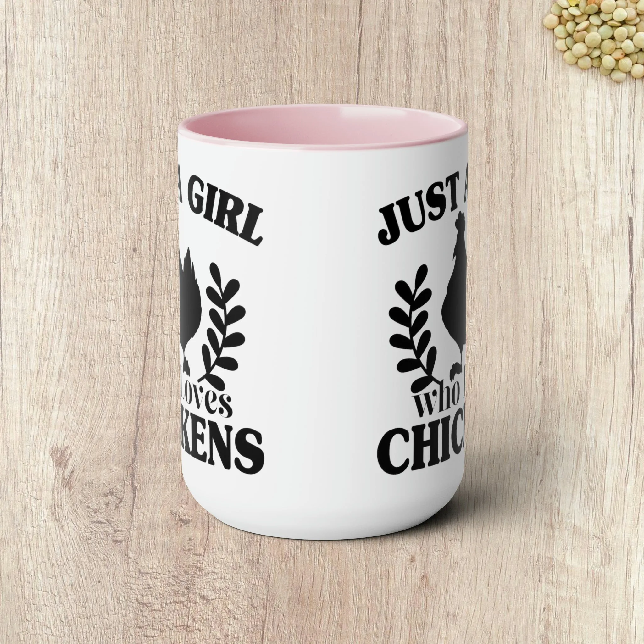 JUST A GIRL WHO LOVES CHICKENS  - Two-Tone Coffee Mug - 15oz - 5 Color Options