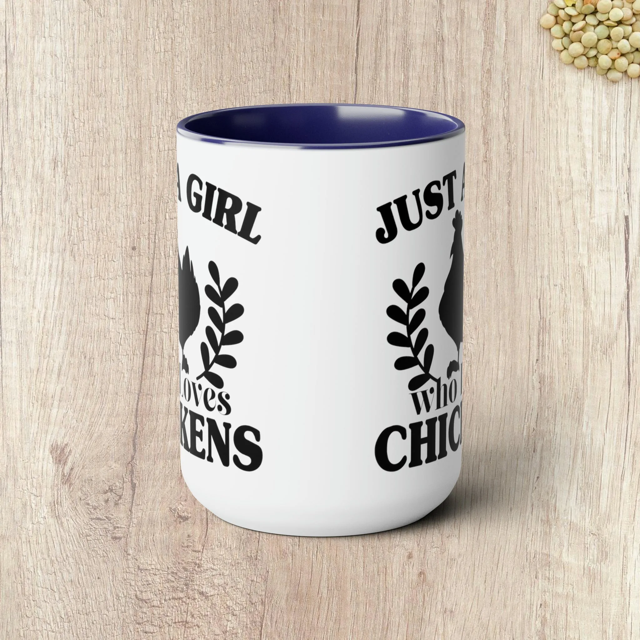 JUST A GIRL WHO LOVES CHICKENS  - Two-Tone Coffee Mug - 15oz - 5 Color Options