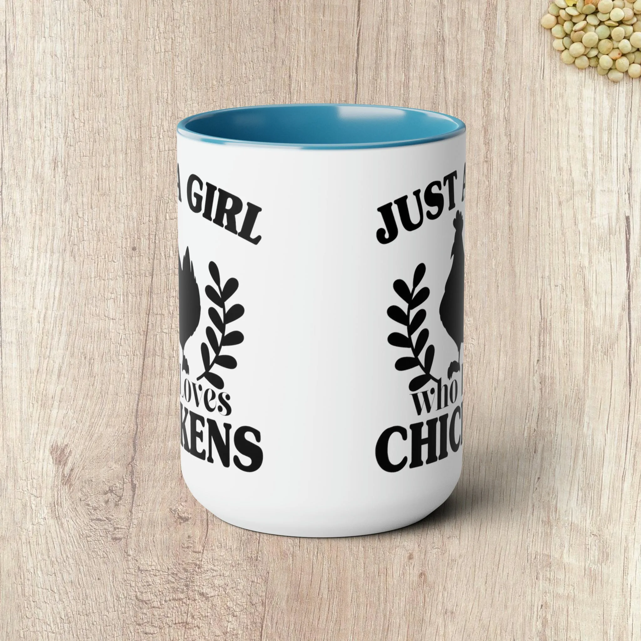 JUST A GIRL WHO LOVES CHICKENS  - Two-Tone Coffee Mug - 15oz - 5 Color Options