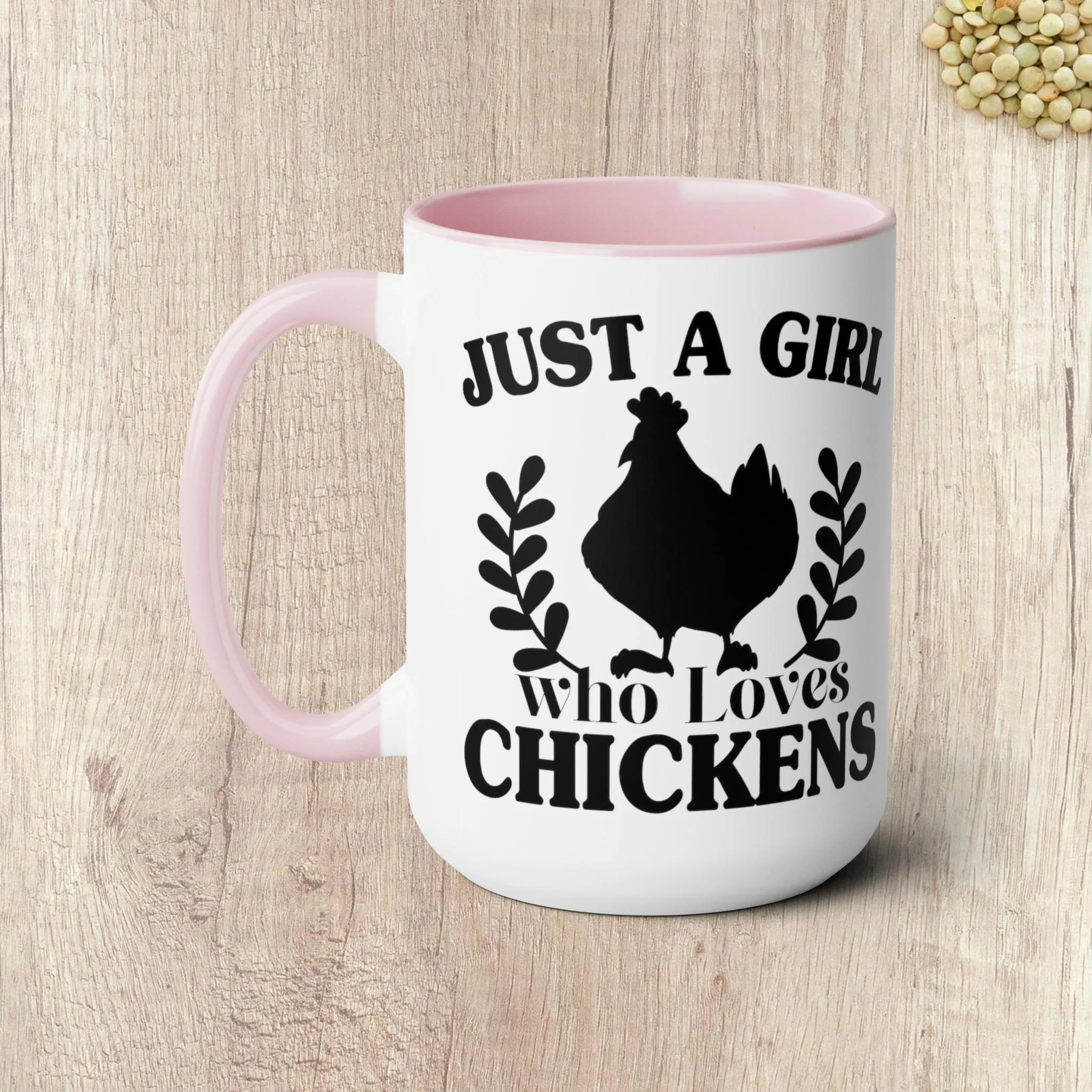 JUST A GIRL WHO LOVES CHICKENS  - Two-Tone Coffee Mug - 15oz - 5 Color Options