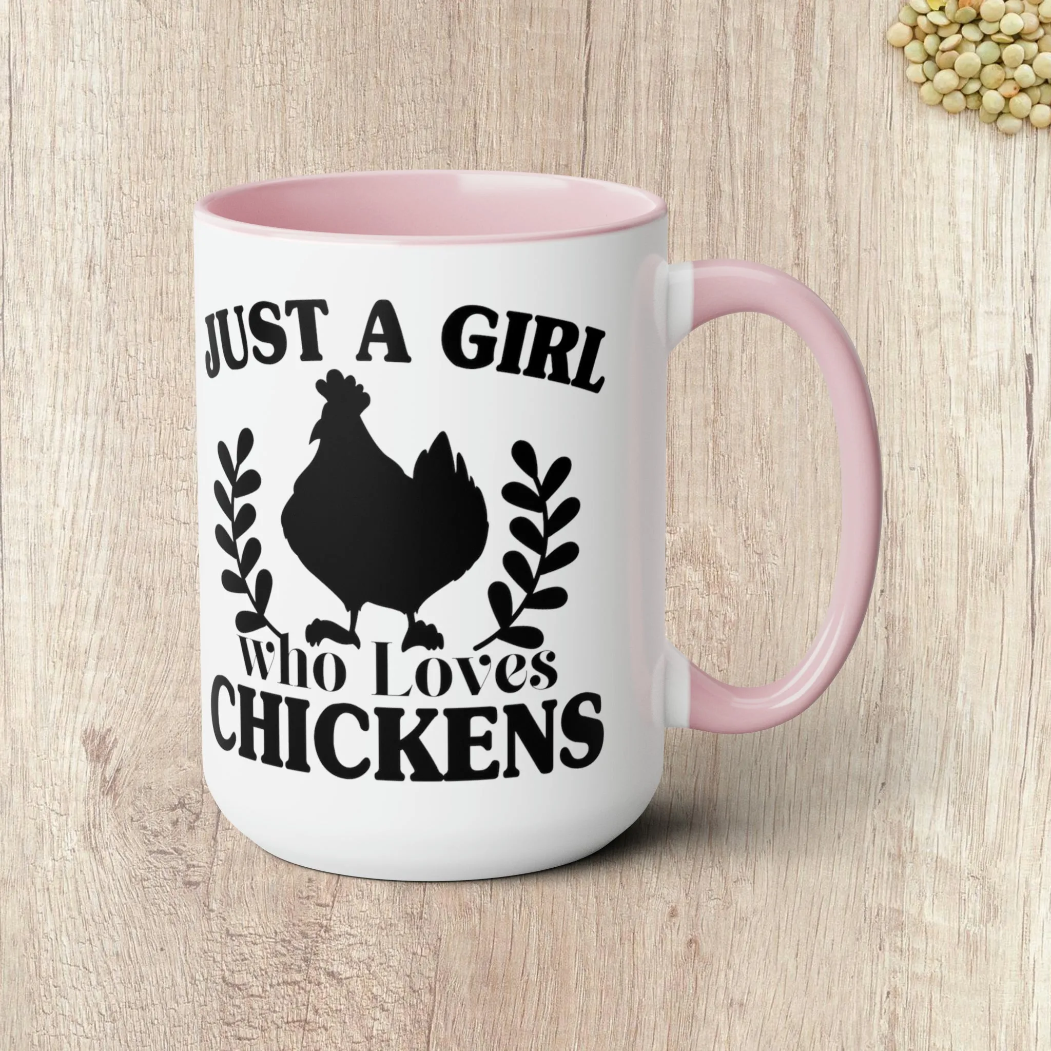 JUST A GIRL WHO LOVES CHICKENS  - Two-Tone Coffee Mug - 15oz - 5 Color Options